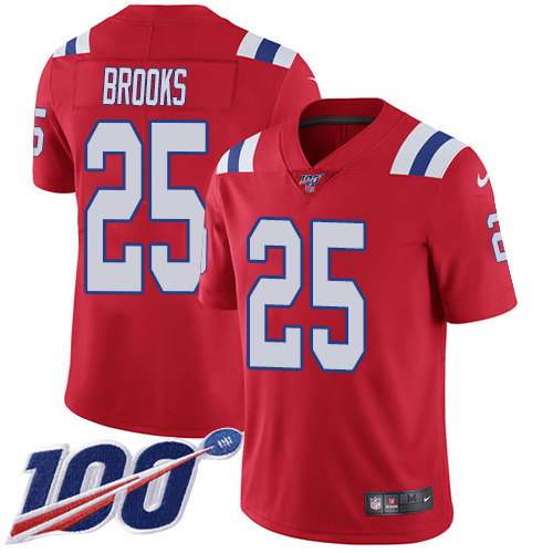 Nike Patriots #25 Terrence Brooks Red Alternate Youth Stitched NFL 100th Season Vapor Untouchable Limited Jersey